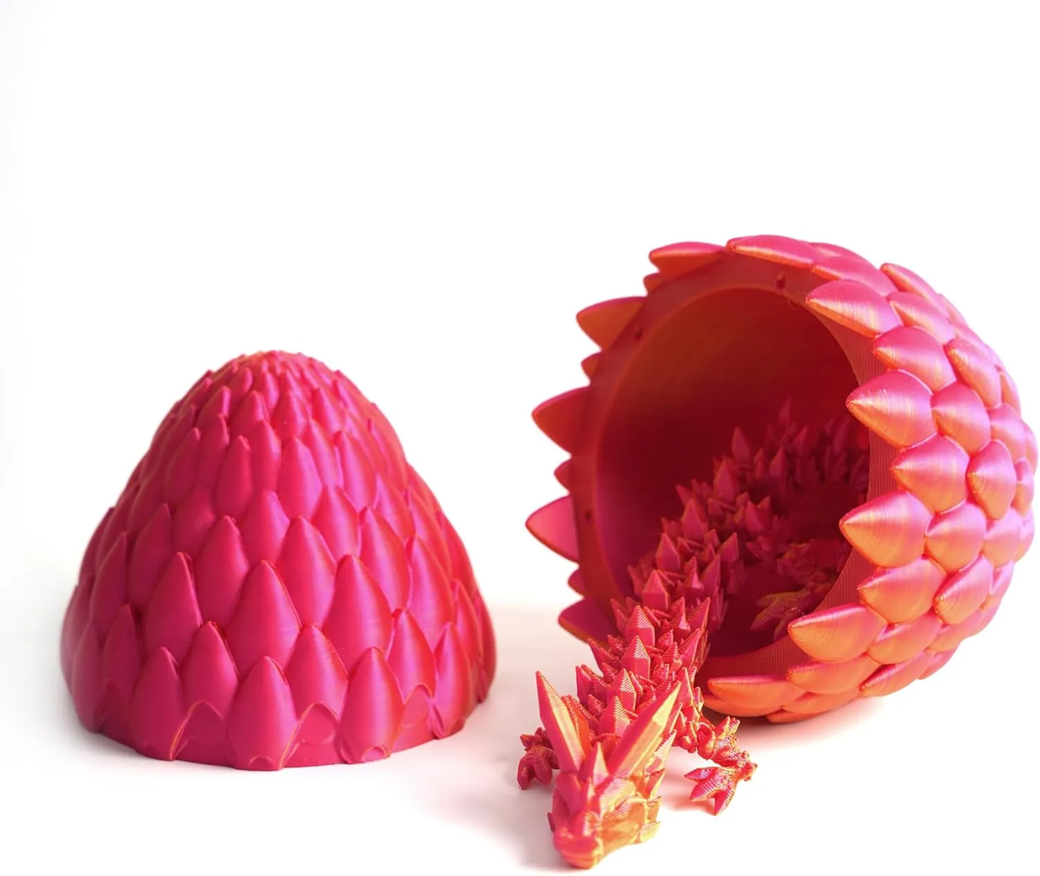 3D Printed Dragon Egg- Large Surprise Egg with 12 inch Flexible Crystal Dragon Inside, Easter Basket Stuffers, 3D Printed Gift Toy, Desk Executive Pet, Figurine Decor