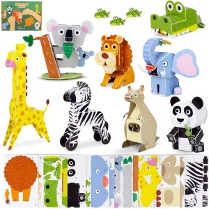 3D Puzzles for Kids Toys Jungle Animals Pack 8 - BONNYCO | 3D Puzzle Jigsaw 6-8 8-13, Educational Girl and Boy Toys, Gifts for Kids Activity, Birthday Gifts for Boys | Rompecabezas 3-D Foam, Christmas