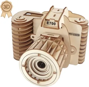 3D Wooden Puzzles Laser Engraving DIY Safe Assembly Constructor Kit Toy for Teens and Adults (F1 Camera)