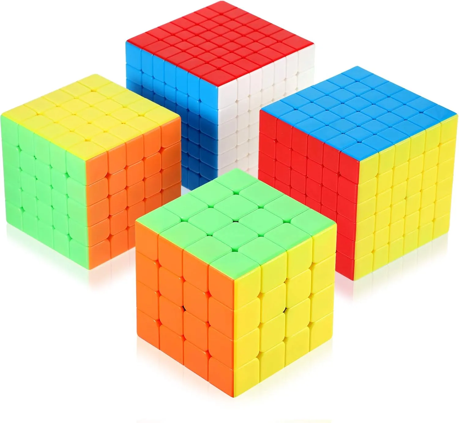 4 Pieces Stickerless Speed Cube Set 4x4 5x5 6x6 7x7 Stickerless Speed Cube Puzzles Toys Collection