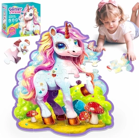 45 Pcs Unicorn Puzzles - Giant Jumbo Toddler to Kid Floor Puzzles for Ages 3-8 (Fairytail)