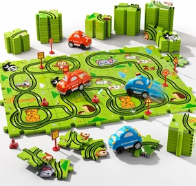 48 PCS Puzzle Race Track Car Set Toys for Kids Boys, Puzzle Tracks Car for Boys Ages 3-5 4-6, Toddler Toys Gifts for 3 4 5 Year Old Boys, Ideal 3 4 5 6 Year Old Birthday Gifts