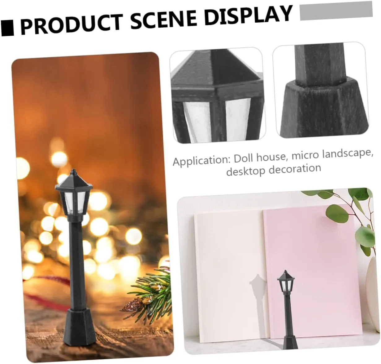 48pcs Miniature Street Light Model Toy Compact Plastic Lamp Ornament for Dollhouse Landscape Decor for Christmas Village Building and Miniature Scenes