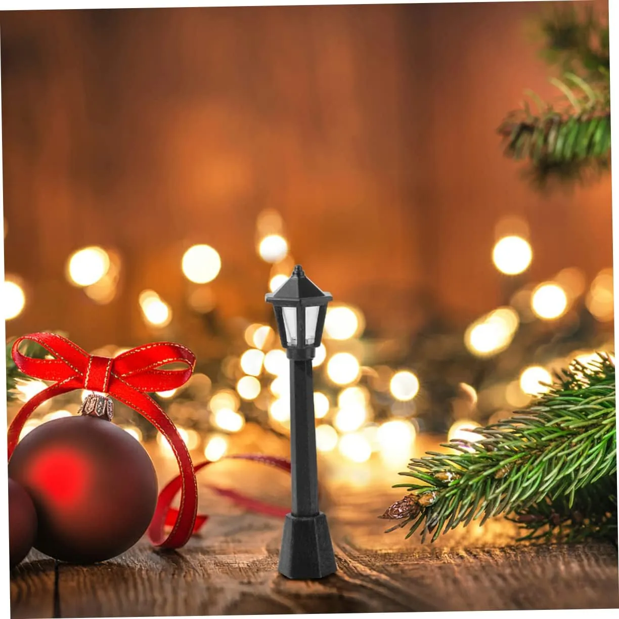 48pcs Miniature Street Light Model Toy Compact Plastic Lamp Ornament for Dollhouse Landscape Decor for Christmas Village Building and Miniature Scenes
