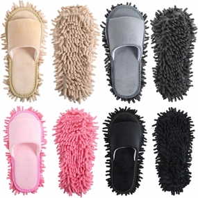 4 Pairs Washable Mopping Slippers Detachable Microfiber Mop Slippers Funny Mop Shoes Floor Cleaning Slippers for Women Home Office Kitchen Floor Dust Dirt Clean (M Size)