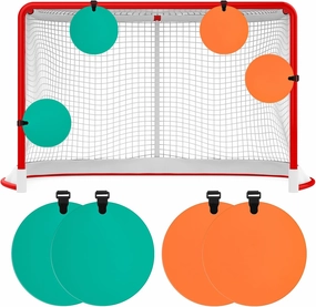 4 Pcs Silicone Hockey Shooting Targets Agility Shooting Goal Target Discs with Straps Set Reactive Hockey Training Equipment for Lacrosse Soccer Baseball Practice Accuracy, Orange, Green