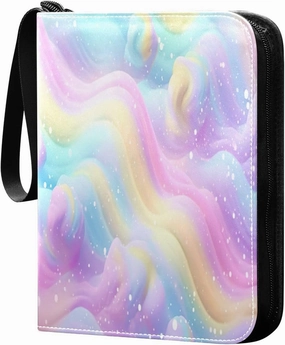 4 Pockets Trading Card Binder Colorful Wave (3) Holds 400 Standard Cards, Waterproof TCG CCG MTG Album, Gifts for Collectors, Boys and Girls