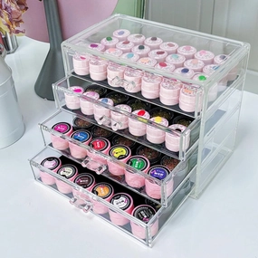 4 Tier Nail Organizers and Storage Transparent Acrylic Nail Art Jewelry Accessories Storage Box Rack Shelf Display Stand Holder for Cosmetic Jewelry Nail Table