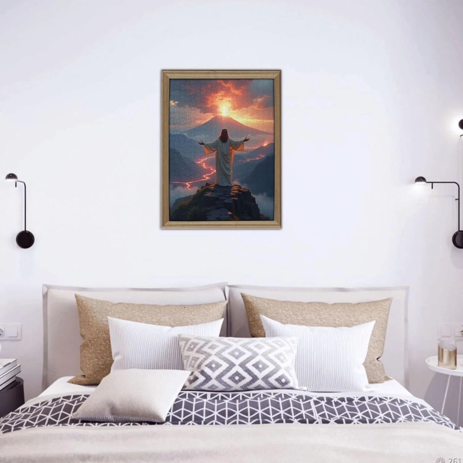 500 Piece God On Mountaintop Jigsaw Puzzle Sunrise Volcano and Lava River Adult Puzzle Challenging & Relaxing Artistic Artwork for Home Decor Unique & ThoughtProvoking Gift