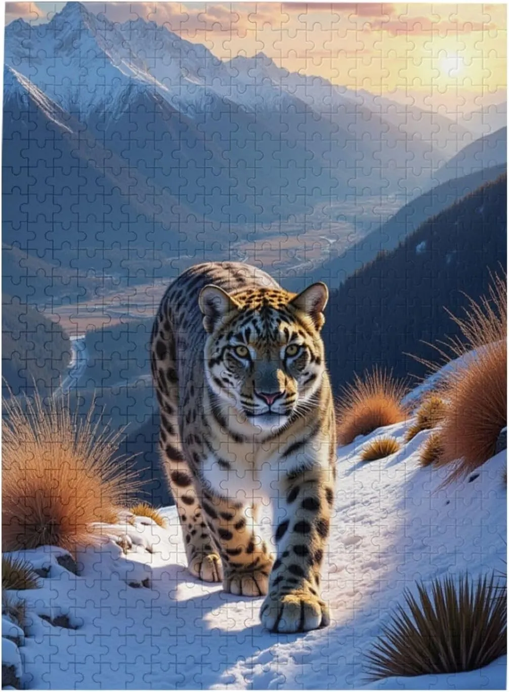 500 Piece Snow Leopard Mountain Sunset Jigsaw Puzzle for Adults Challenging and Relaxing Adult Puzzles Stunning Artwork Great Gift Idea Home Decor