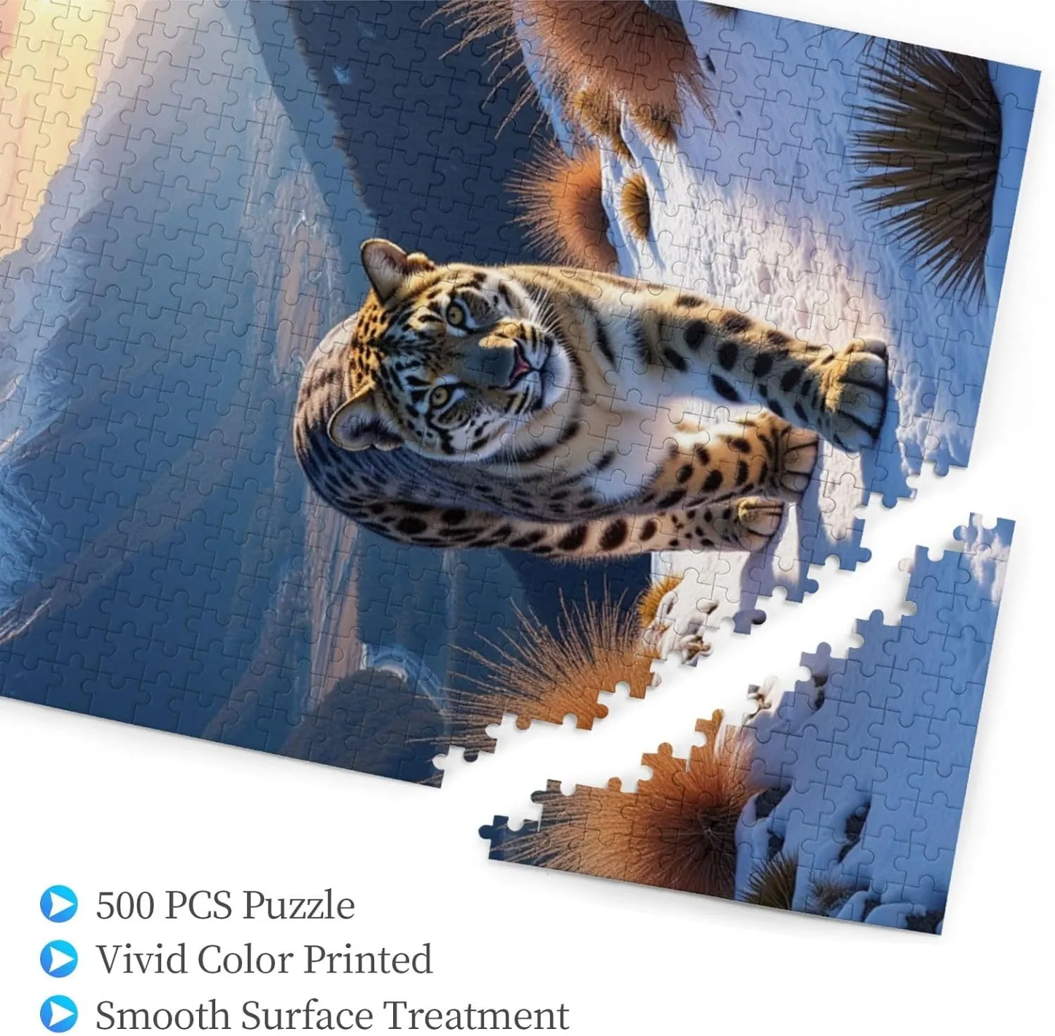 500 Piece Snow Leopard Mountain Sunset Jigsaw Puzzle for Adults Challenging and Relaxing Adult Puzzles Stunning Artwork Great Gift Idea Home Decor