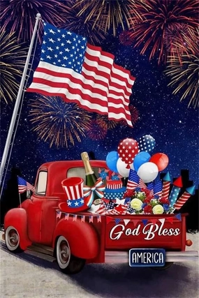 500 Piece Adult Jigsaw Puzzles Happy Red Truck 4th July Independence Day Puzzle Props Educational Jigsaw Puzzles Home Decor Color Puzzles Big Fun Decompression Toy