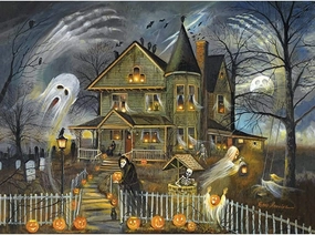 500 Piece Jigsaw Puzzle for Adults - Haunted Haven - 500 pc Halloween Jack-o-Lanterns Jigsaw for Beginners Learning Puzzle Puzzle Boys and Girls Toys