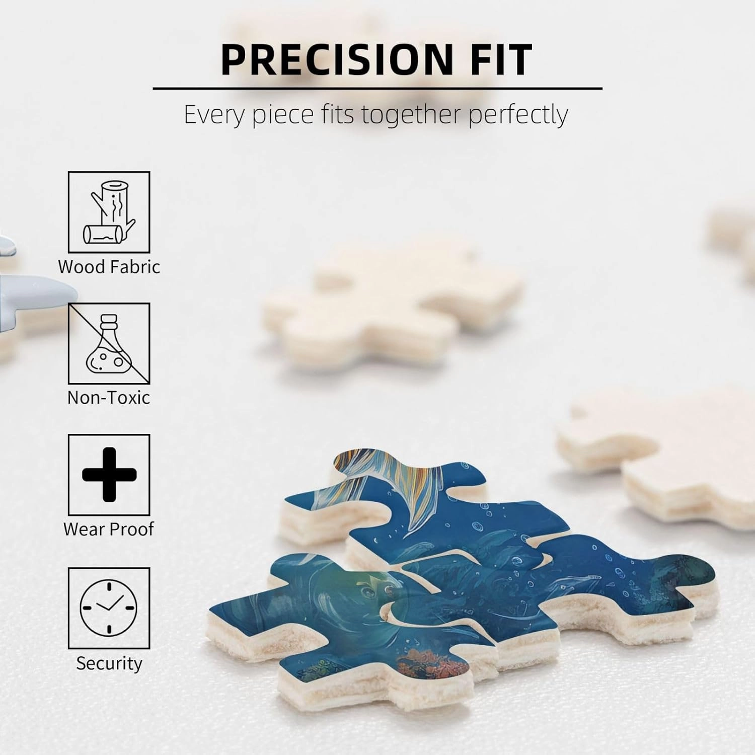 500 Piece Jigsaw Puzzle for Adults Challenging Puzzle for Game Nights Ocean Fish Wooden Puzzle Personalized Custom Wood Puzzle for Family Picture Puzzle Finished Size 15"x20.4"