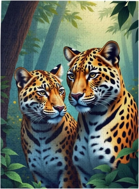 500 Piece Jigsaw Puzzle for Adults Two Jaguas in The Jungle Challenging & Relaxing Puzzles Game Vibrant Artwork Great Gift Idea Home Décor Fun for Adults
