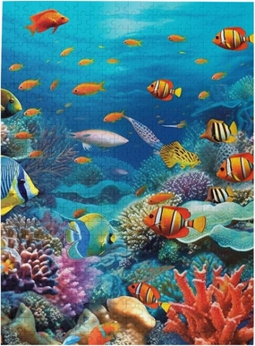 500 Piece Jigsaw Puzzles for Adults Challenging Puzzle for Game Nights Ocean Tropical Fish Wooden Puzzle Personalized Custom Wood Puzzles for Family PicturePuzzle Finished Size 15"x20.4"