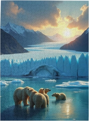 500 Piece Polar Bears Glacier Sunset Jigsaw Puzzle for Adults Challenging & Relaxing Adult Puzzle Stunning Artwork Great Gift Idea Home Decor Family Activity