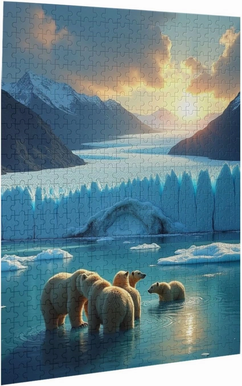 500 Piece Polar Bears Glacier Sunset Jigsaw Puzzle for Adults Challenging & Relaxing Adult Puzzle Stunning Artwork Great Gift Idea Home Decor Family Activity