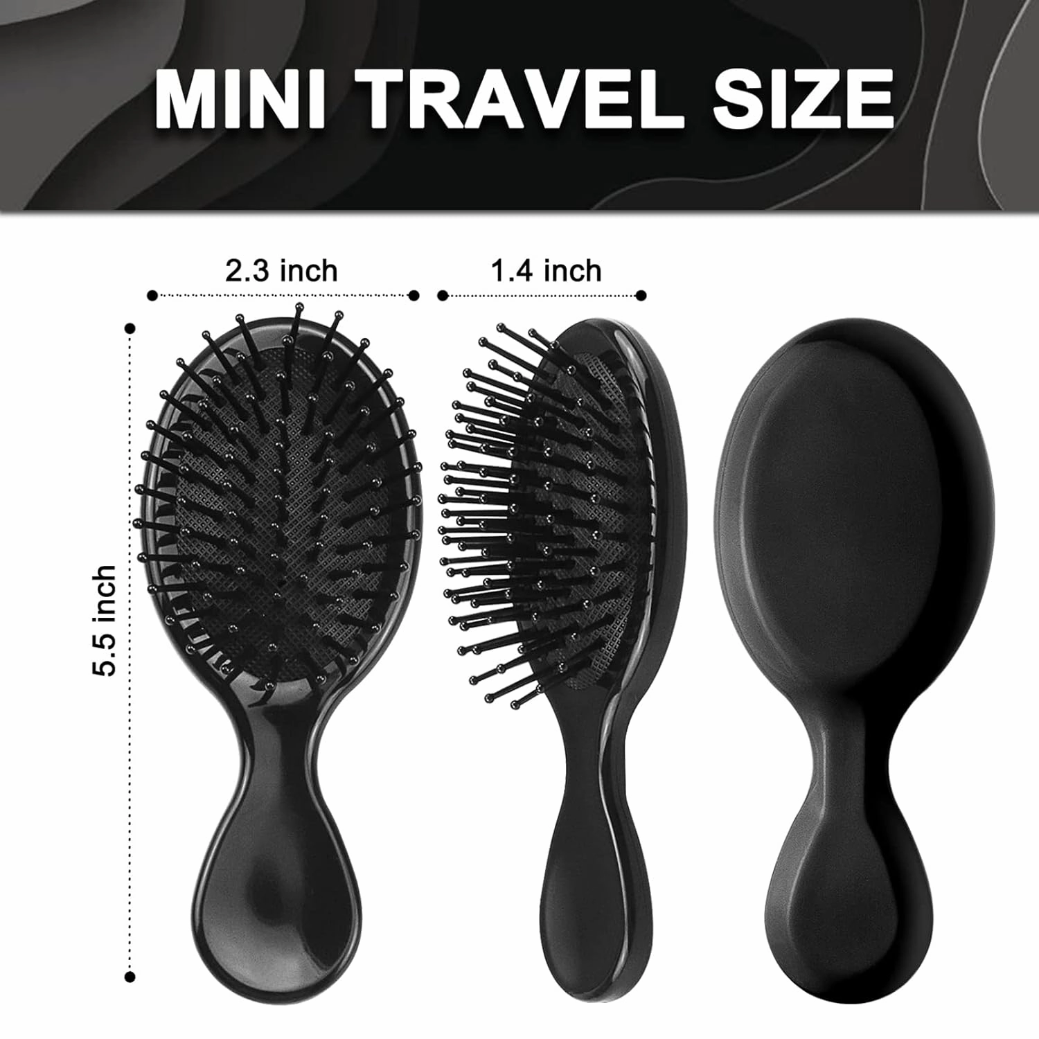 50 Pack Mini Hair Brushes Bulk, Travel Hair Brush Individually Wrapped, Soft Bristles Adds Shine, Scalp Massage and Detangling, Safe for All Hair Types Extensions, Wigs(Bright Black)