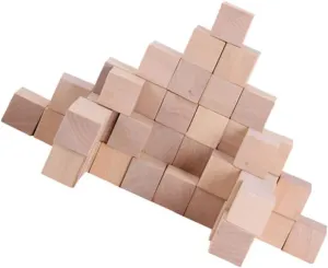 50pcs Natural Wood Square Blocks Smooth Unfinished Craft Cubes for Projects Building Materials and Creative Activities for Boys and Girls Hands Learning