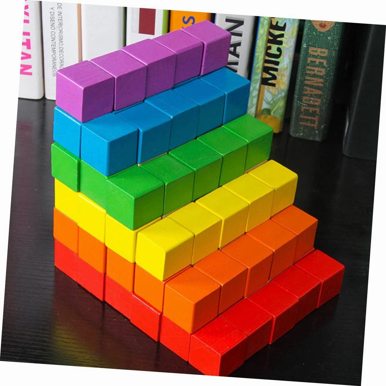 50pcs DIY Colorful Wooden Craft Cubes Wood Square Blocks for Crafts Building Materials 2.5cm Precise Cutting