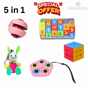 5 in 1 Combo – Return Gifts for Kids, Rolling Calculator, Spinner Cube & More 🎁