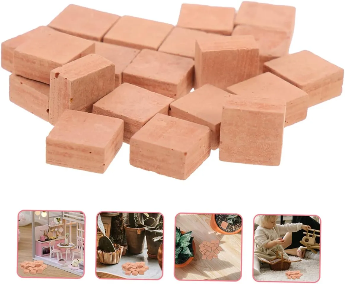 5sets Miniature Brick Models Artificial Bricks for DIY House Building Table Decorations Playing House Props for Model Train Layouts and School Projects 40pcs*5