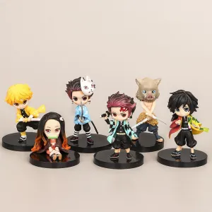 6 Pieces Cute Anime Action Figure Set,Cartoon Doll Statue Game Figure Model,Drawing Room Ornaments Collection PVC,A Gift for Boys and Girls Anime Fans