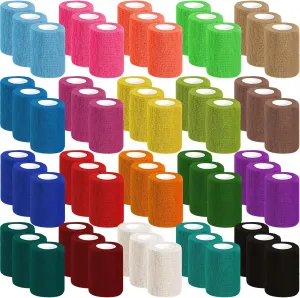 60 Pack Colorful Self Adhesive Bandage Wrap Bulk 3 Inch x 5 Yards Cohesive Bandage,Vet Wrap Breathable Elastic Self-Adherent Tape for Stretch Athletic Sports Wrist Ankle Dogs Pet Vet Wrap