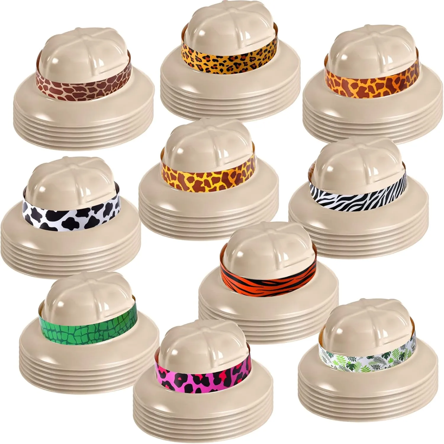 60 Sets Jungle Explorer Hats with Stickers - Safari Party Decorations for Kids' Adventure Birthday