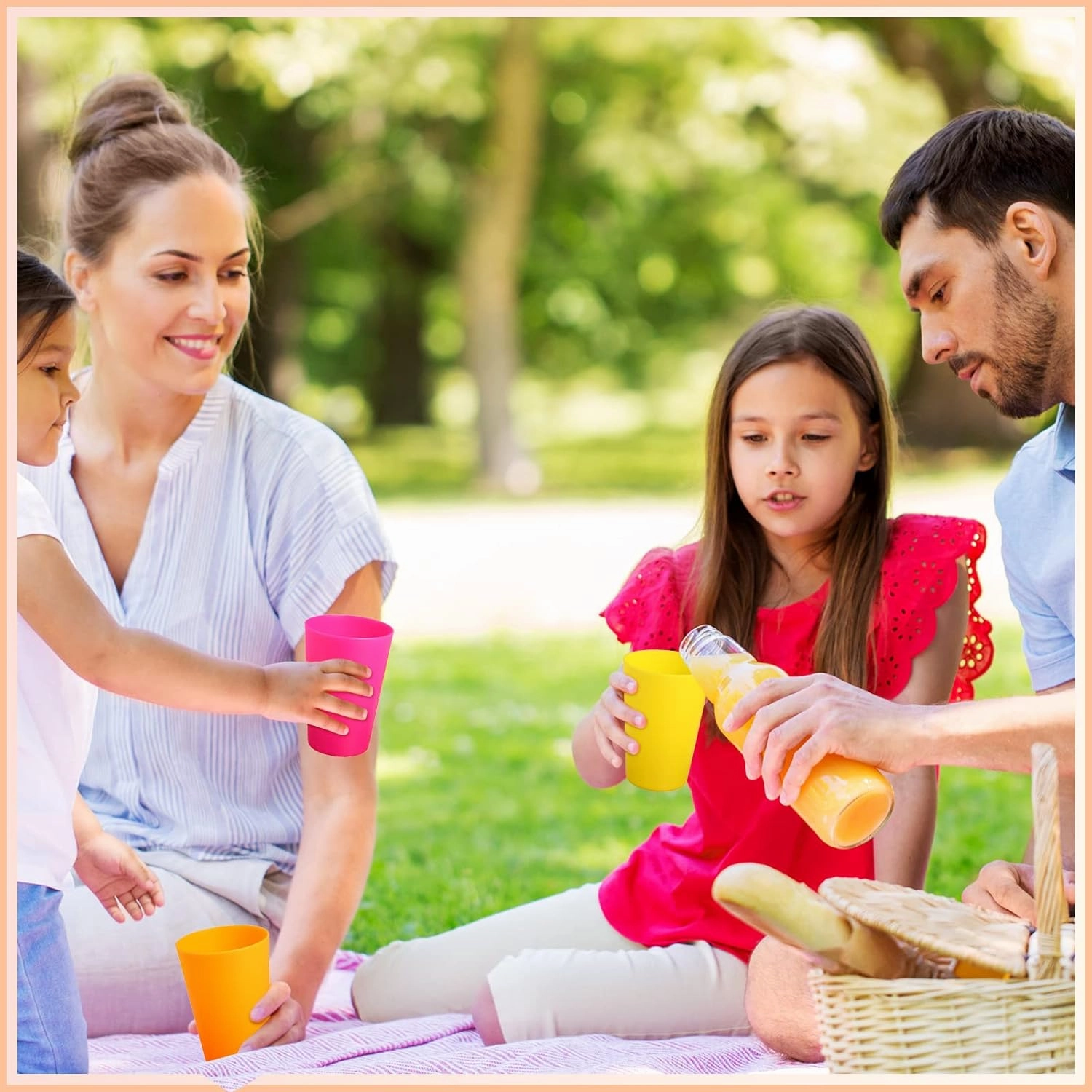 60 Pieces Plastic Cups Kids 8.5 oz Reusable Children Drinking Cups Juice Tumblers for Toddler Adults for Parties School (Yellow,Orange,Red,Purple,Green,Dark Blue)