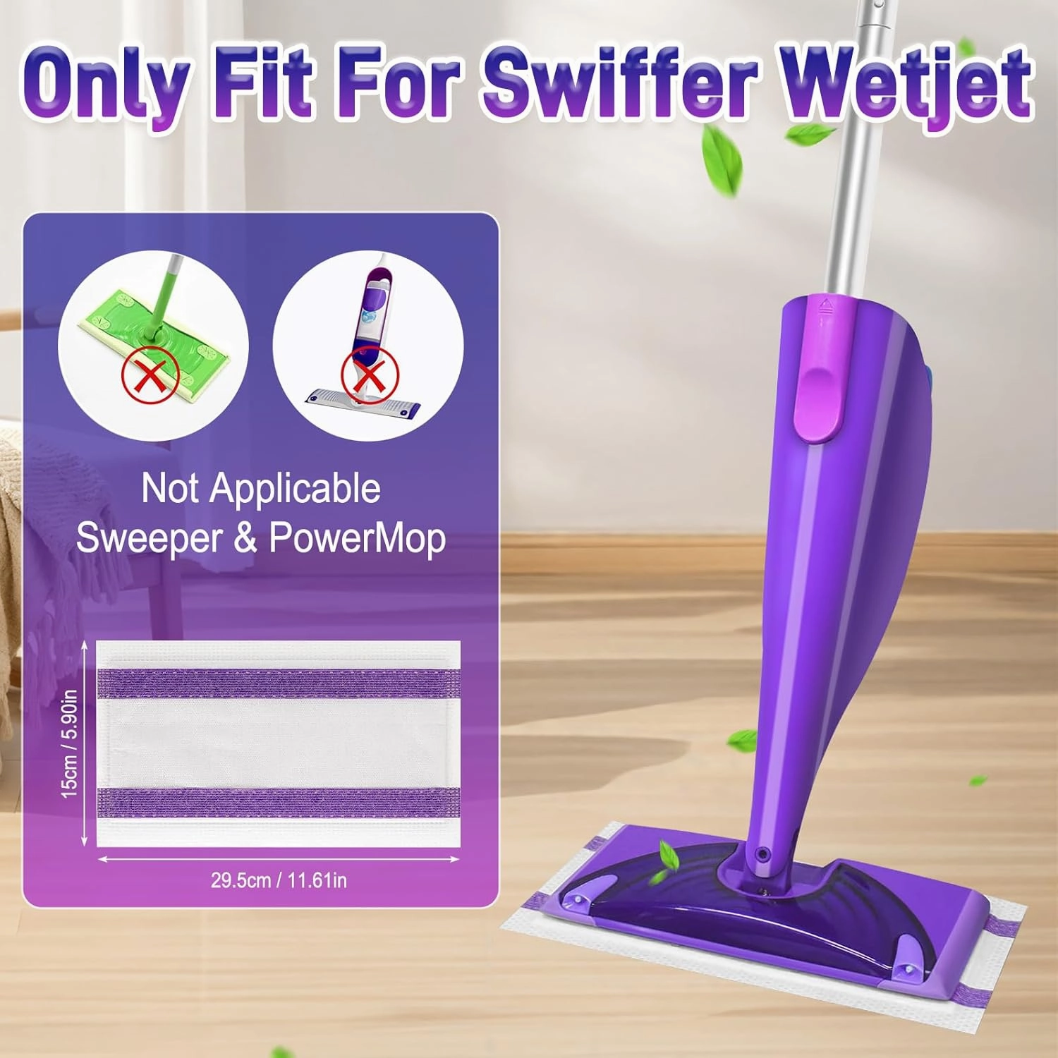 60Pack Mopping Pad Refill for Swiffer Wetjet Mop Compatible with Swiffer Wet Pads Refill Replacement for Swiffer Wet Jet Pads Disposable Multi Surface Floor Mop Pads, Thickness & Absorbent