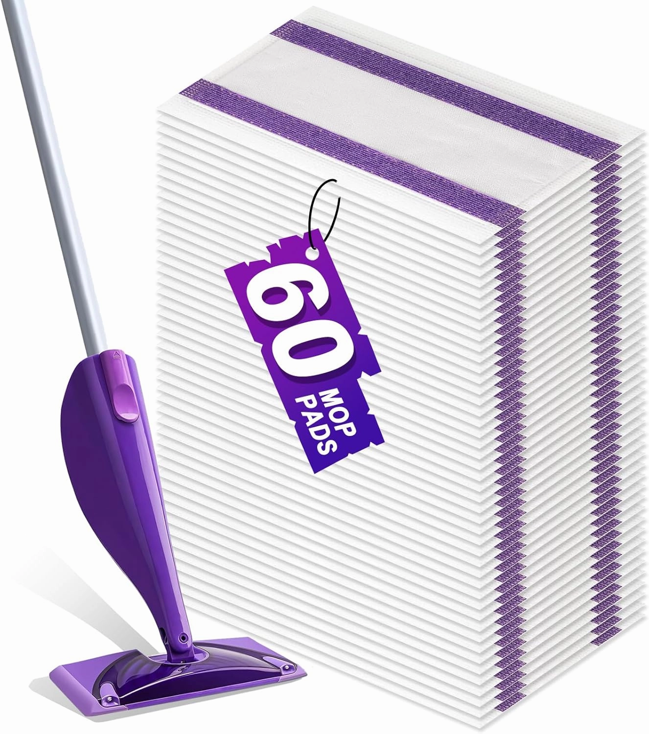60Pack Mopping Pad Refill for Swiffer Wetjet Mop Compatible with Swiffer Wet Pads Refill Replacement for Swiffer Wet Jet Pads Disposable Multi Surface Floor Mop Pads, Thickness & Absorbent