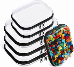 6 Pcs Clear Hard Zipper Case Hard-Sided Premium Storage Case Plastic Clear Hard Shell Zipper Pouch Portable Travel Organizer Box for Building Blocks Puzzles Cosmetics Makeup Pencil (Blcak)