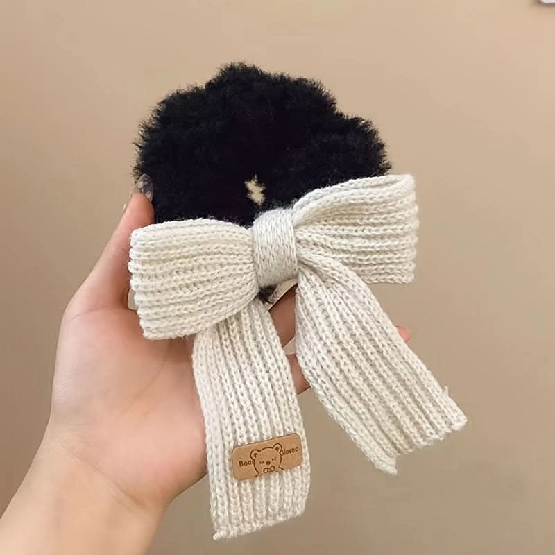 6PCS Knitted Fluffy Bow Hair Ties Set