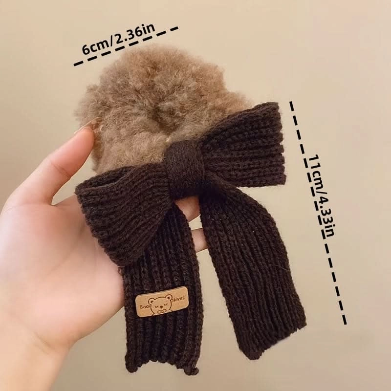 6PCS Knitted Fluffy Bow Hair Ties Set