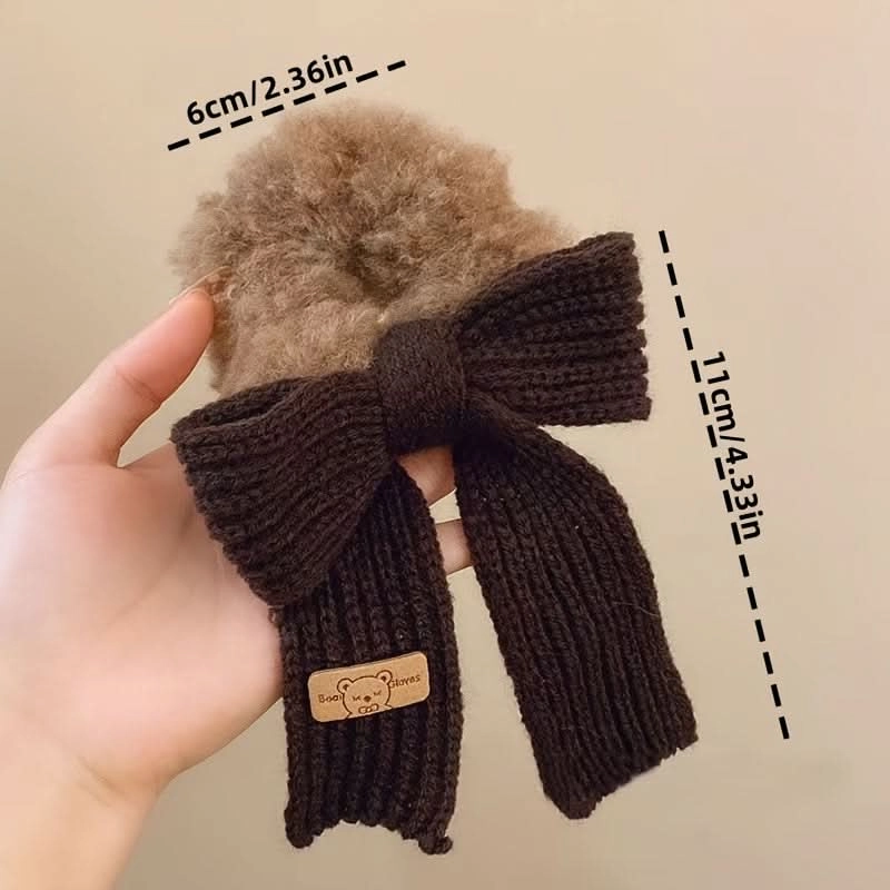 6PCS Knitted Fluffy Bow Hair Ties Set