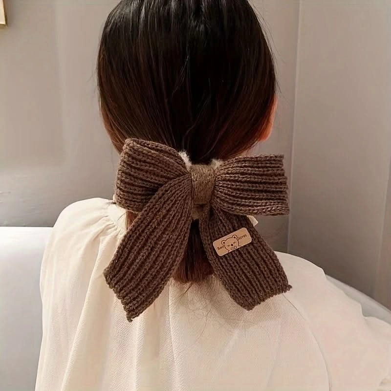 6PCS Knitted Fluffy Bow Hair Ties Set