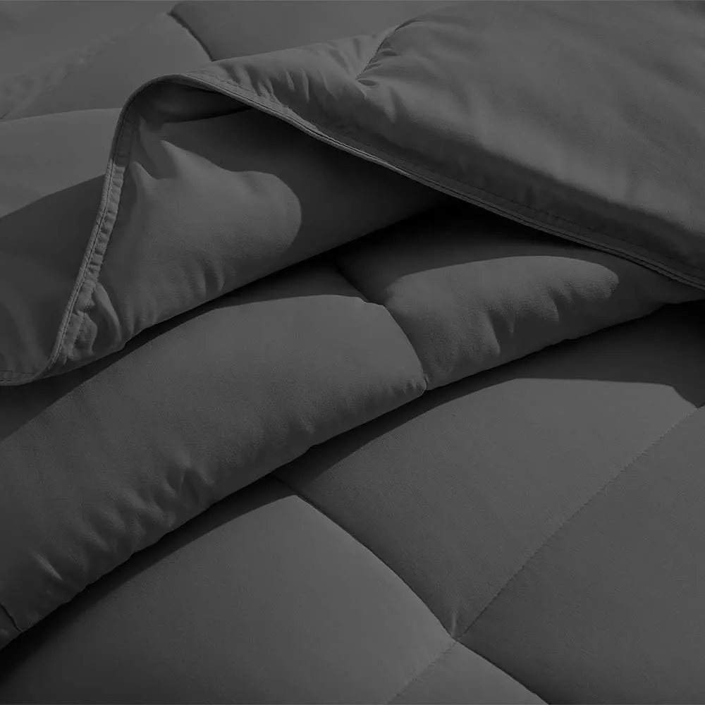 800 TC 100% Egyptian Cotton 300 GSM Goose Down Alternative Microfiber 5 PC Comforter Set (Comforter   Flat   Fitted 15''   2 Pillow Casess) Twin, Dark Gray