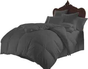 800 TC 100% Egyptian Cotton 300 GSM Goose Down Alternative Microfiber 5 PC Comforter Set (Comforter   Flat   Fitted 15''   2 Pillow Casess) Twin, Dark Gray