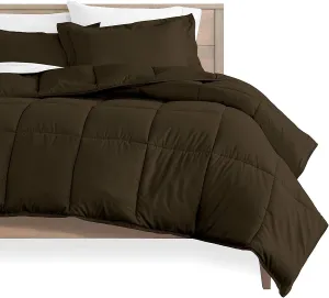 800 TC 100% Egyptian Cotton 300 GSM Goose Down Alternative Microfiber 7 PC Comforter Set (Comforter   Flat   Fitted 15''   4 Pillow Cases) Twin, Dark Brown