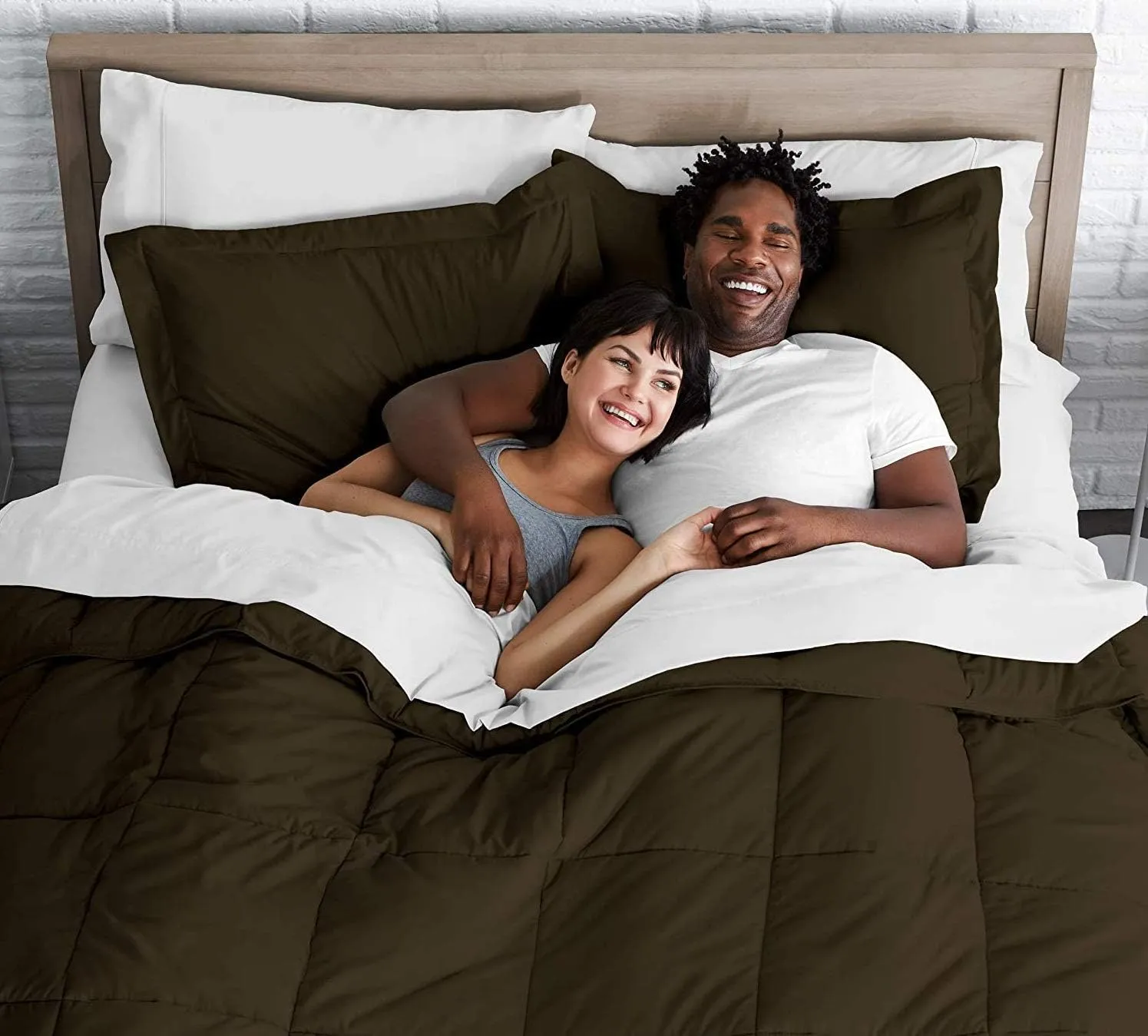 800 TC 100% Egyptian Cotton 300 GSM Goose Down Alternative Microfiber 7 PC Comforter Set (Comforter   Flat   Fitted 15''   4 Pillow Cases) Twin, Dark Brown