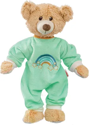 85 - Dreamy Teddy Cuddly Toy with Soft Velvet Sleepsuit in Mint Colour, Teddy Bear Approx. 32 cm for Dressing and Undressing, Loving and Playing Companion
