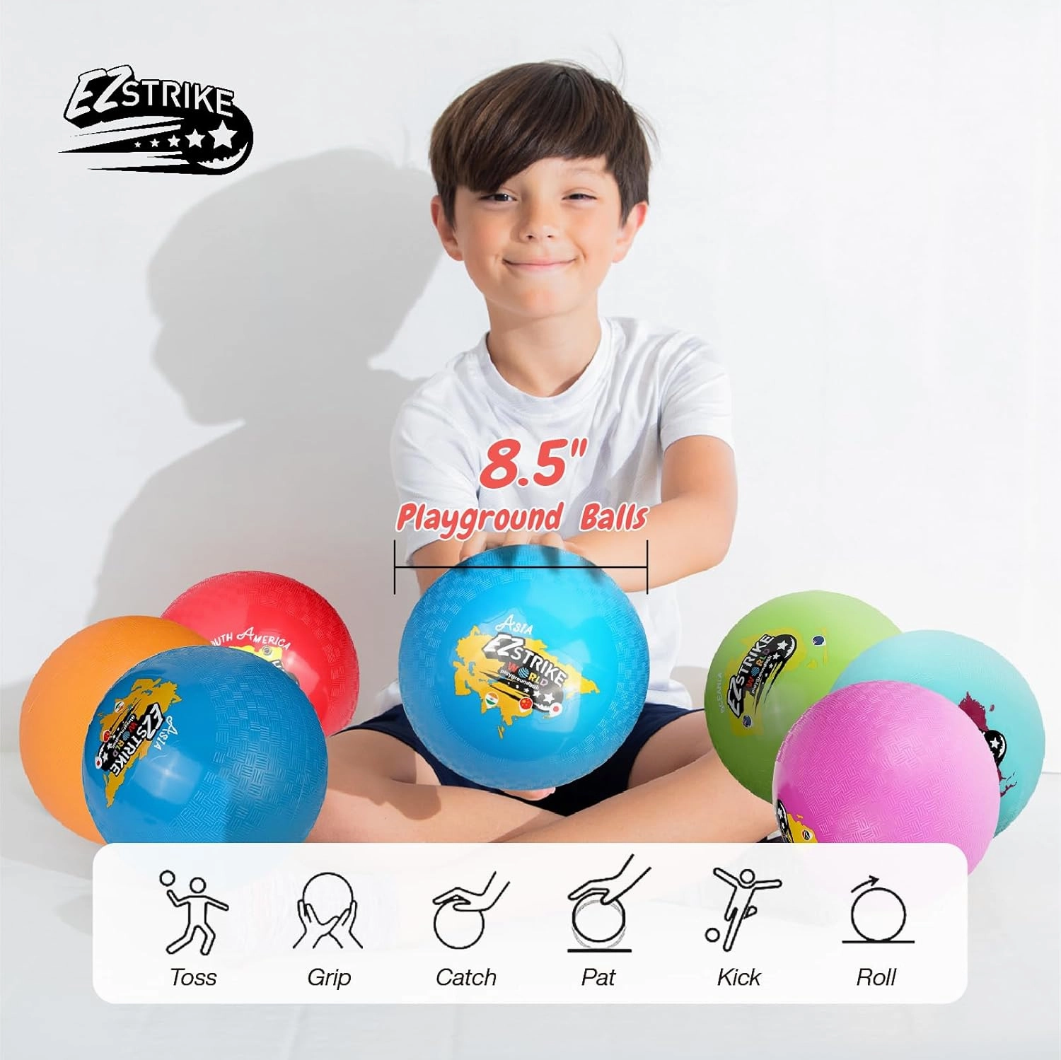 8.5'' Playground Ball Set, Posh Rubber Dodgeballs for Kids and Adults, Handball Kick Ball for Outdoor and Indoor Games, Rubber Balls Includes Pump