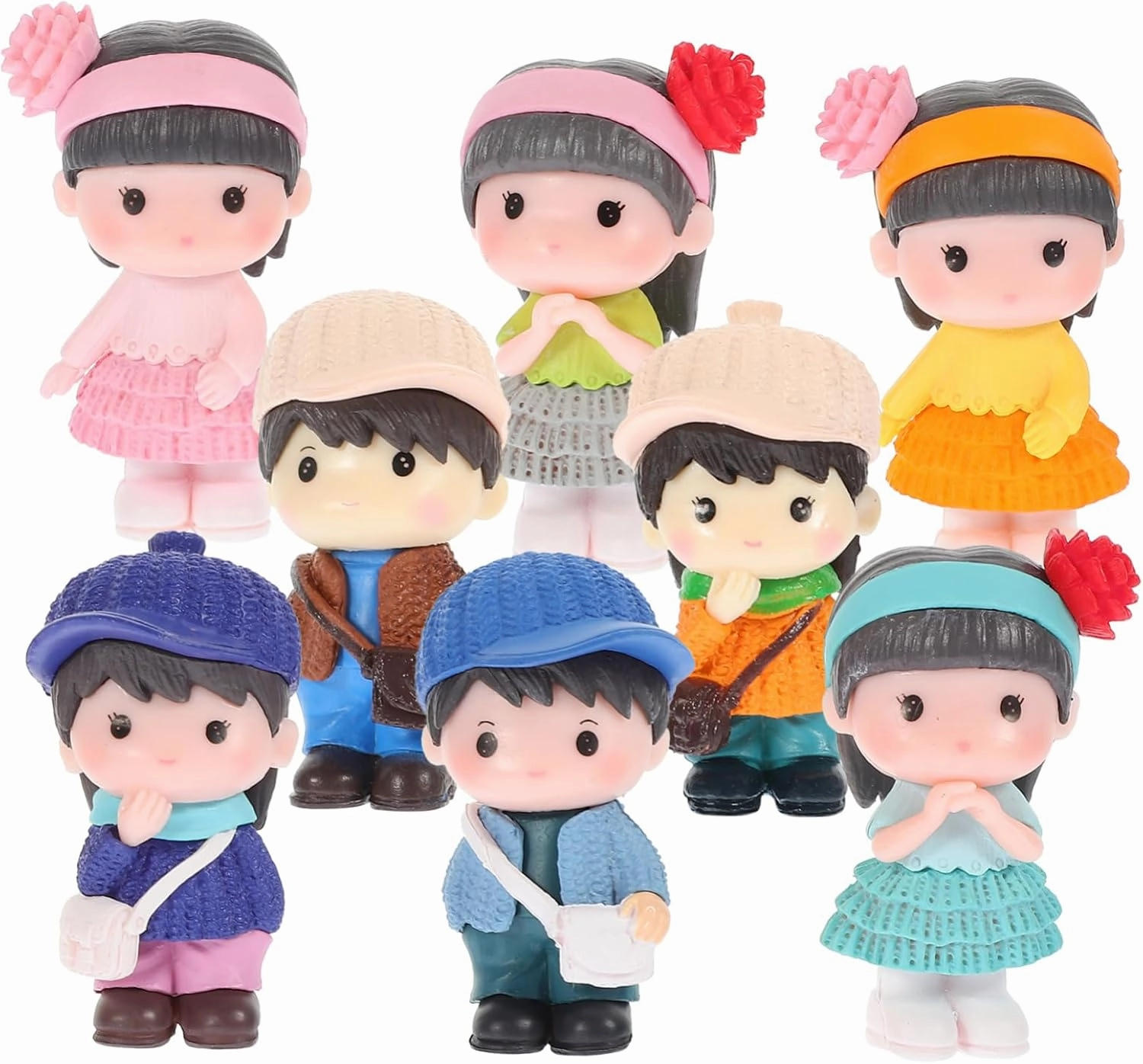 8Pcs Creative Micro Landscape Statues and Girl Figurines for Garden Decoration Material Cute Adornment for Dollhouses Desktop and Cake Toppers