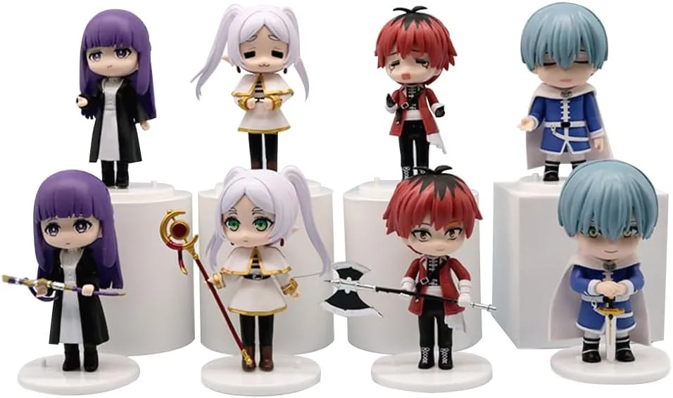 8PCS/Set Frieren Figure Cake Topper Mini Fern Figure Model, 10cm Anime Figure Model Stark Action Figure Desktop Decoration Party Supplies Gifts for Fans