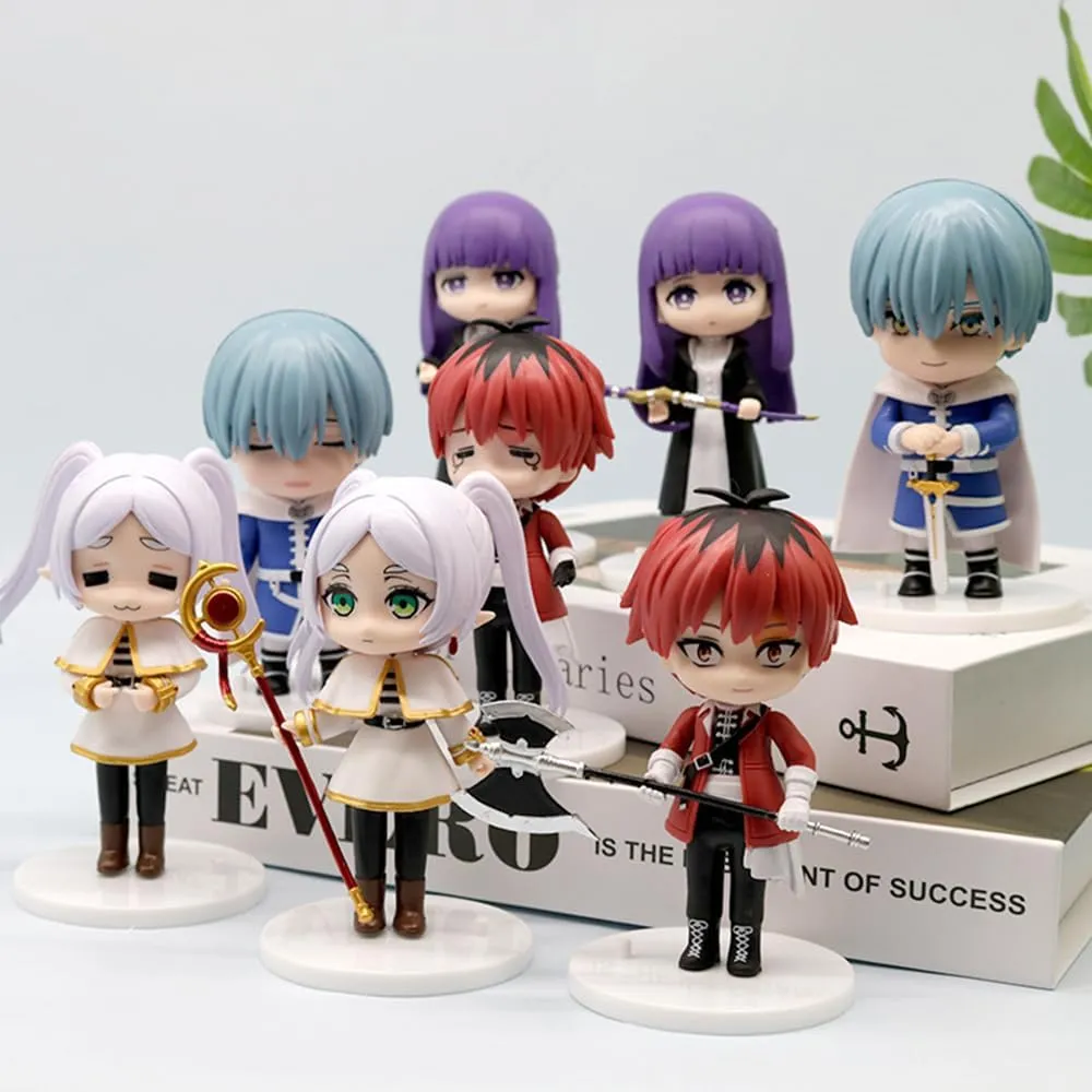 8PCS/Set Frieren Figure Cake Topper Mini Fern Figure Model, 10cm Anime Figure Model Stark Action Figure Desktop Decoration Party Supplies Gifts for Fans