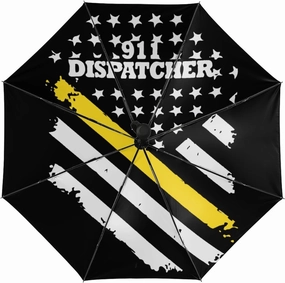 911 Dispatcher Thin Gold Line Flag Portable Automatic Umbrella Windproof Auto Open Close Compact Waterproof Lightweight Umbrellas