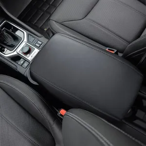 A ABIGAIL Center Console Armrest Cover Compatible with Subaru Forester 2019-2023 PU Leather Arm Rest Box Lid Middle Console Cover Seat Protector Armrest Cushion Pad (Black)