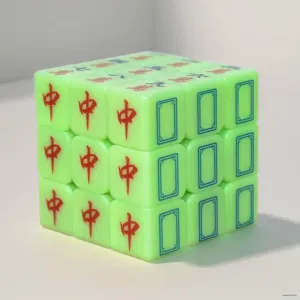 A  Morn Mahjong Magic Cube, Mahjong Game Meets Mind-Blowing Cube for Creative and Relaxation Enthusiasts! 3x3 Speed Cube for Friend Who Love a Challenge (Green)